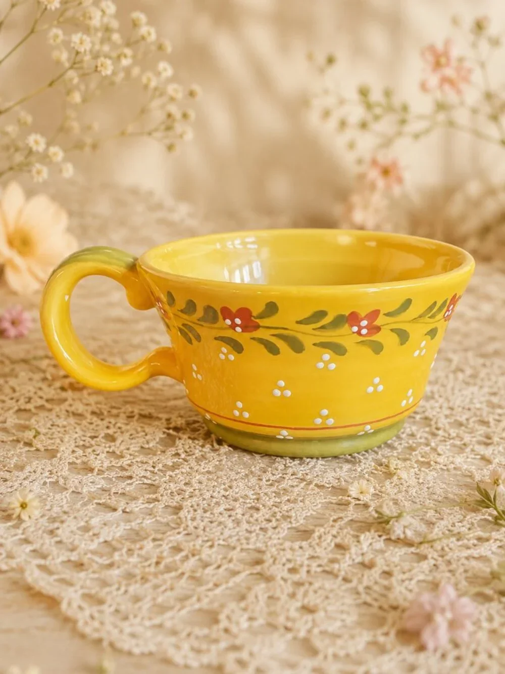 Vintage French Country Teapot & Matching Tea Cup Bienvenue by Demdaco